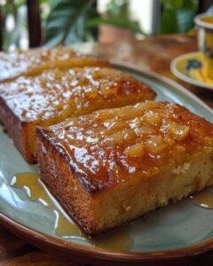 Pudim de Pão com calda de abacaxi